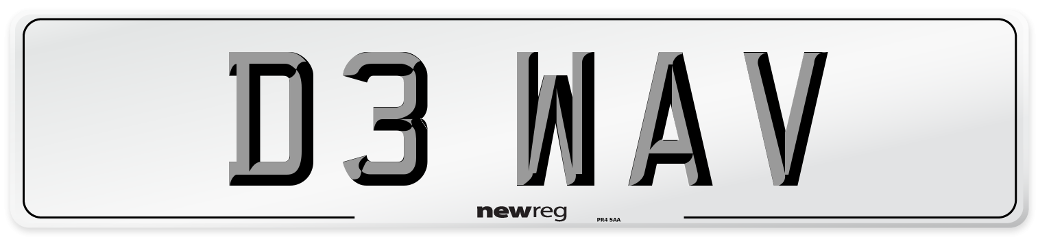 D3 WAV Number Plate from New Reg
